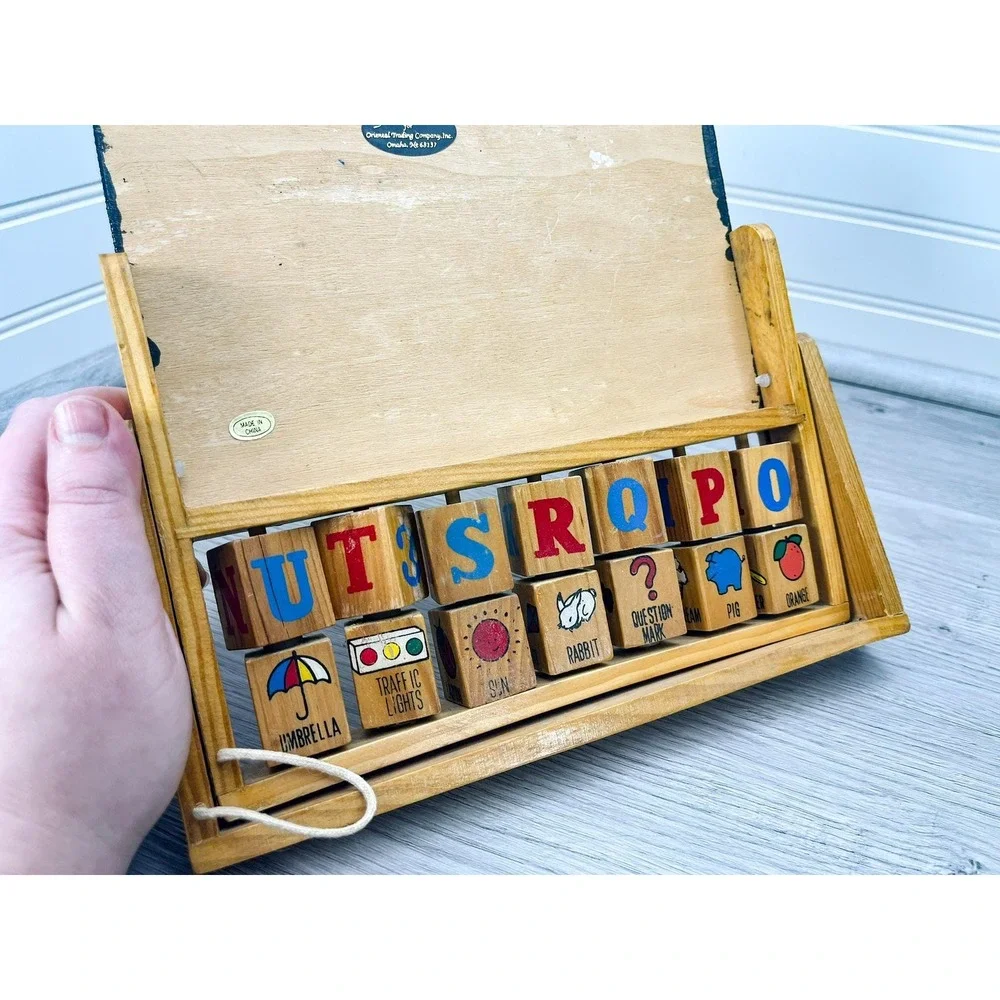 Vintage Alphabet Slate Chalkboard: Nursery Decor‎ with Wooden Blocks